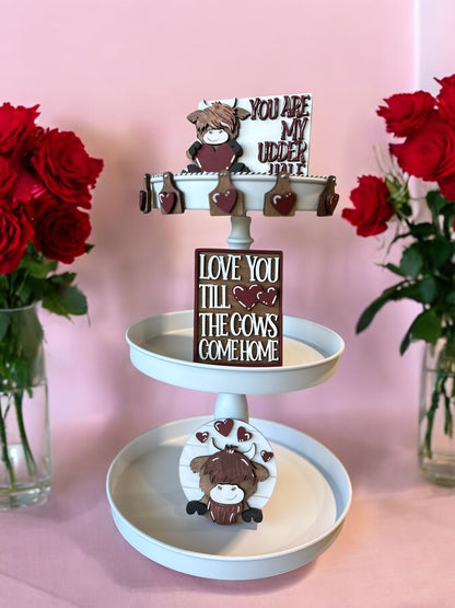 Tiered Tray Decor- Highland Cow